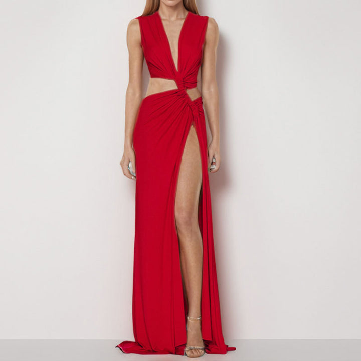 Twist-Front Cutout Maxi Dress