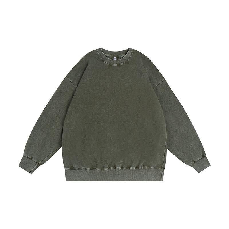 Vissong Vintage Washed Oversized Crewneck Sweatshirt and Hoodie Set