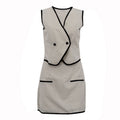 Contrast-Trim Vest &amp; Skort Set