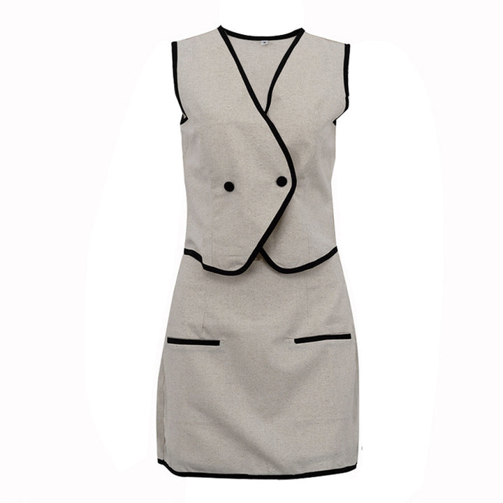 Contrast-Trim Vest and Skort Set