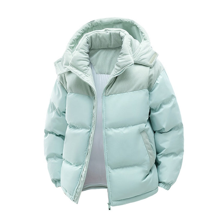 VISSONG Women’s Corduroy-Panel Hooded Puffer Jacket