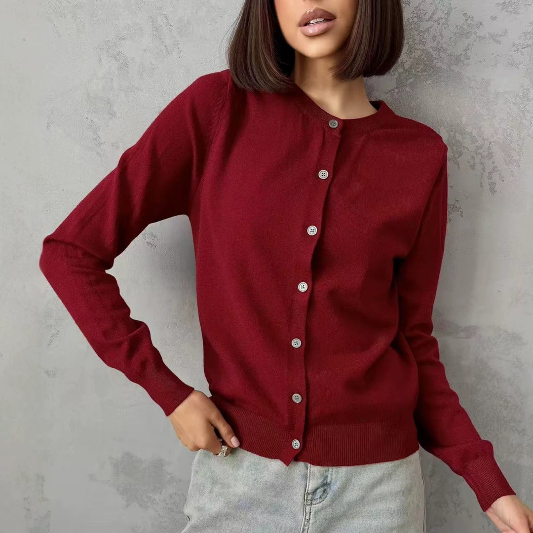 VISSONG Women’s Classic Crew-Neck Button Cardigan