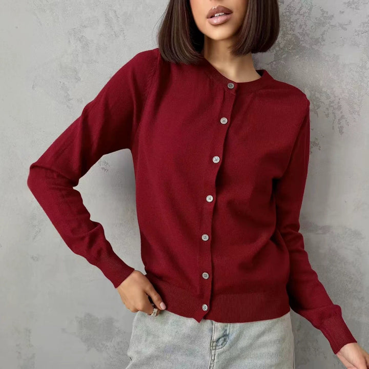 VISSONG Women’s Classic Crew-Neck Button Cardigan