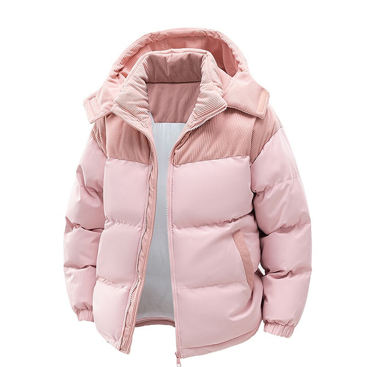 VISSONG Women’s Corduroy-Panel Hooded Puffer Jacket