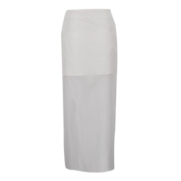 Sheer Overlay High-Waist Maxi Skirt