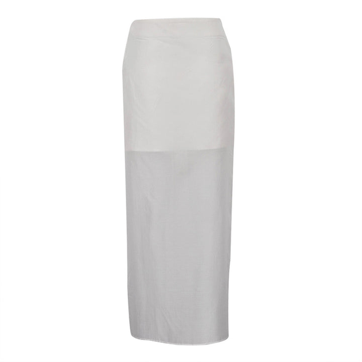 Sheer Overlay High-Waist Maxi Skirt