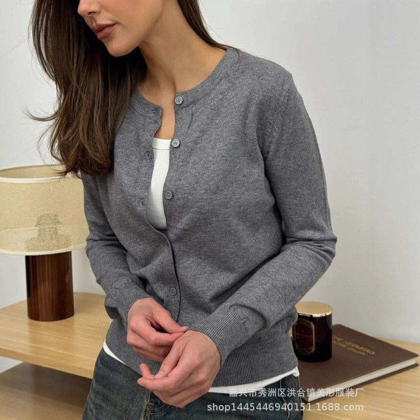 VISSONG Women’s Classic Crew-Neck Button Cardigan