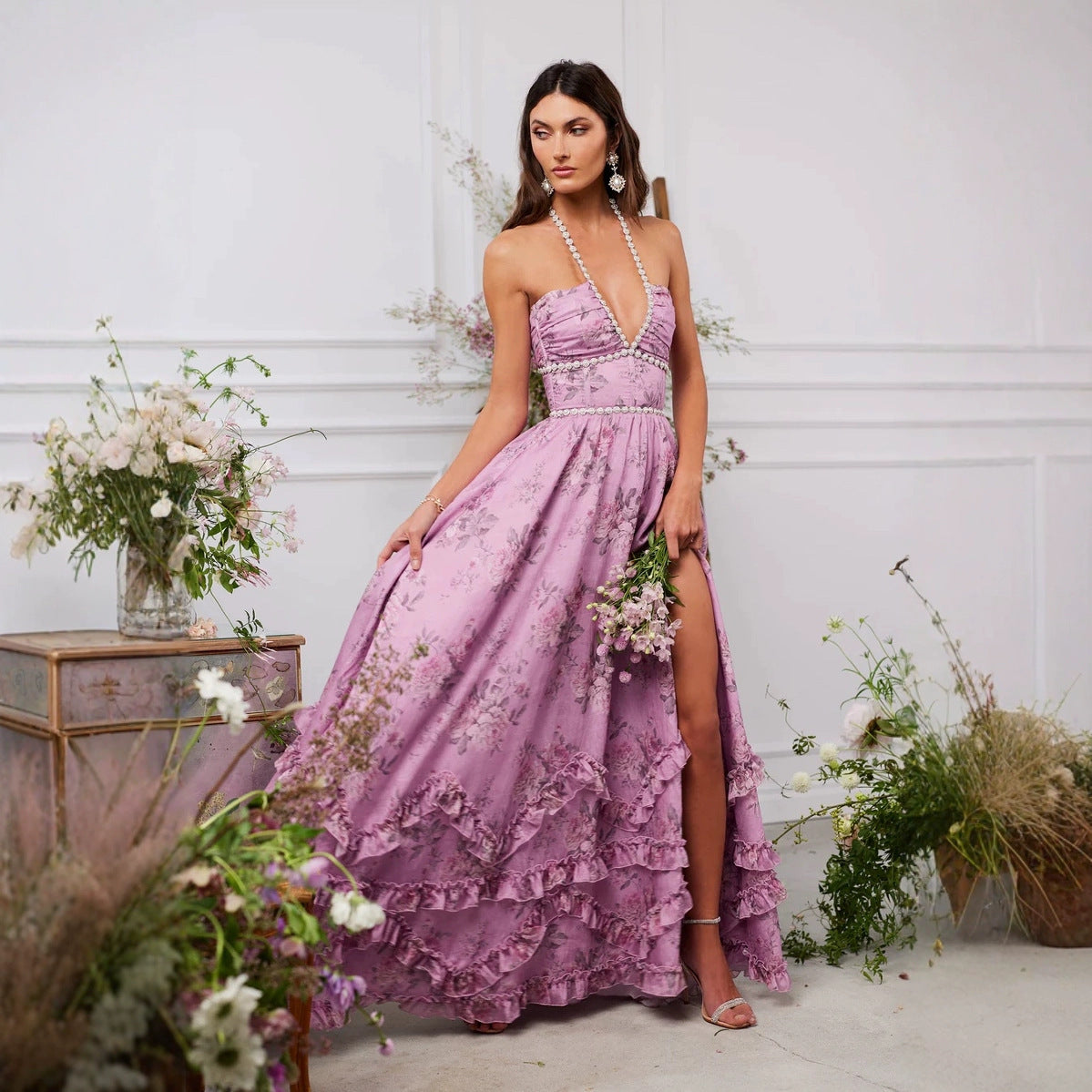 Women’s Floral Ruffle Maxi Dress