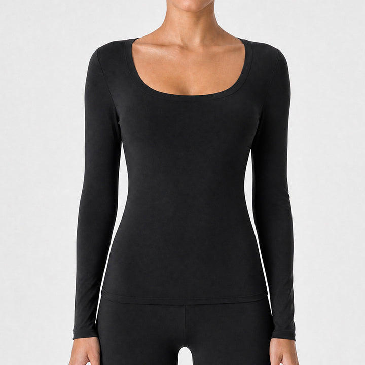 VISSONG Women’s Scoop-Neck Slim-Fit Long-Sleeve Top