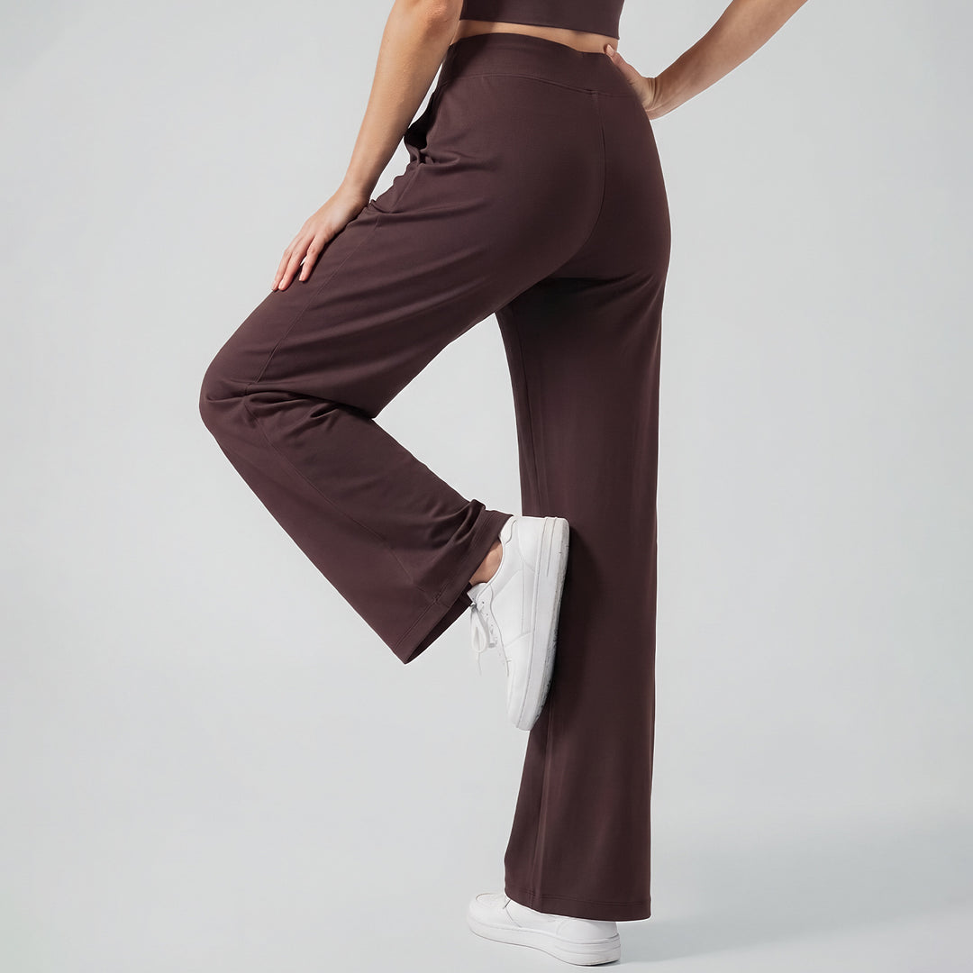 VISSONG Women’s Drawstring Front-Seam Wide-Leg Pants