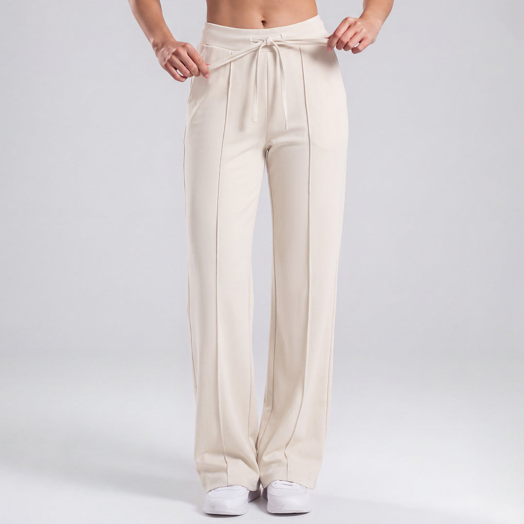 VISSONG Women’s Drawstring Front-Seam Wide-Leg Pants