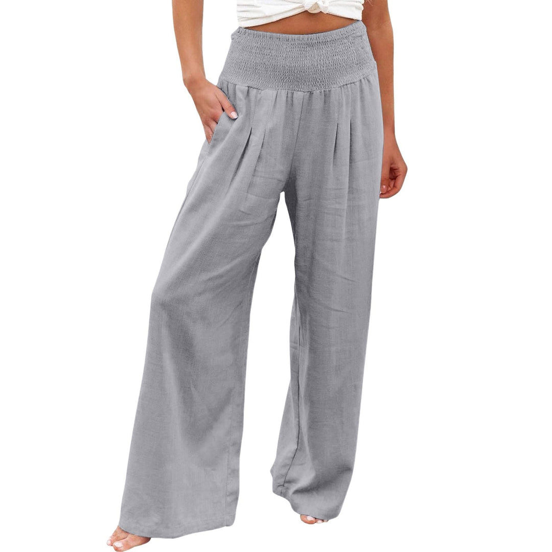 VISSONG Women’s Smocked High-Waist Pleated Palazzo Pants