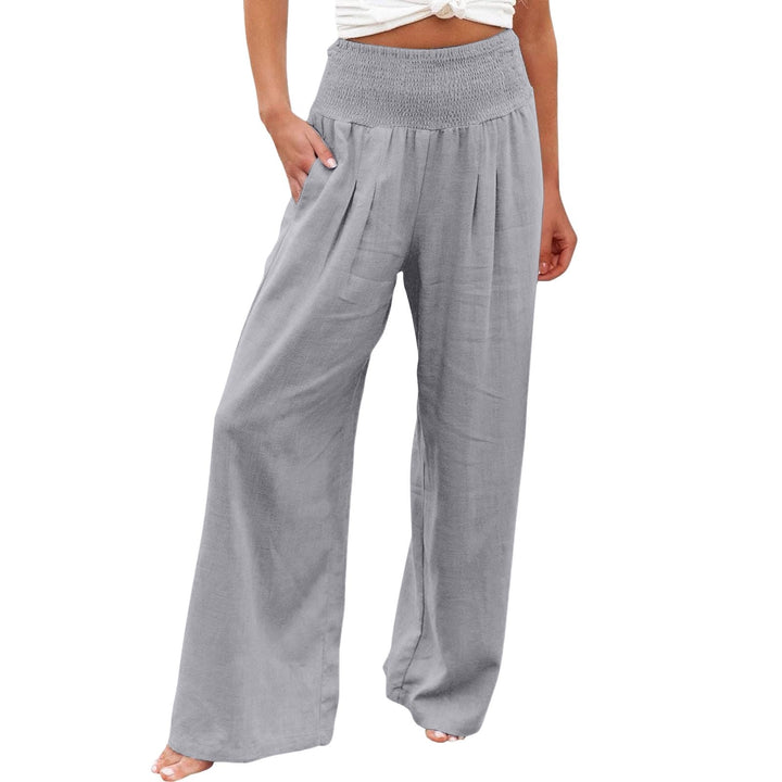 VISSONG Women’s Smocked High-Waist Pleated Palazzo Pants