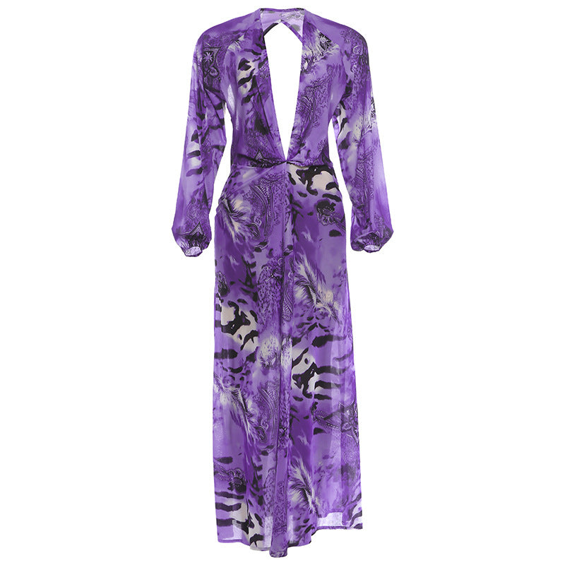 VISSONG Women’s Mock-Neck Ombré Pleated Maxi Dress
