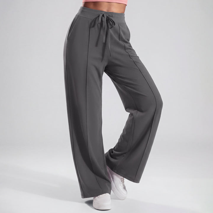 VISSONG Women’s Drawstring Front-Seam Wide-Leg Pants