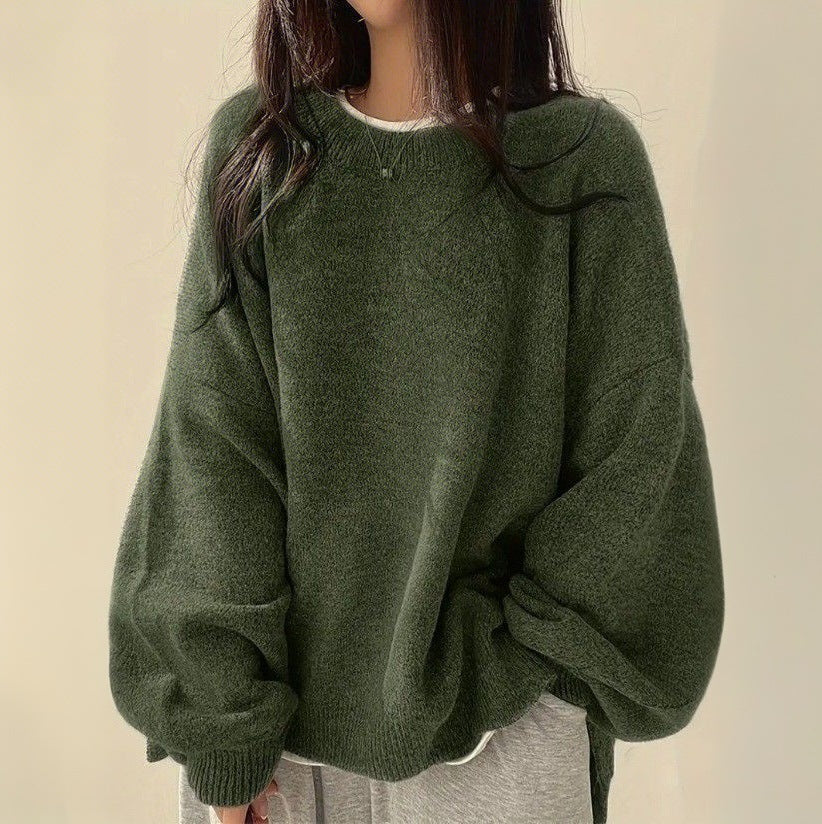 VISSONG Women’s Oversized Balloon-Sleeve Side-Slit Sweater