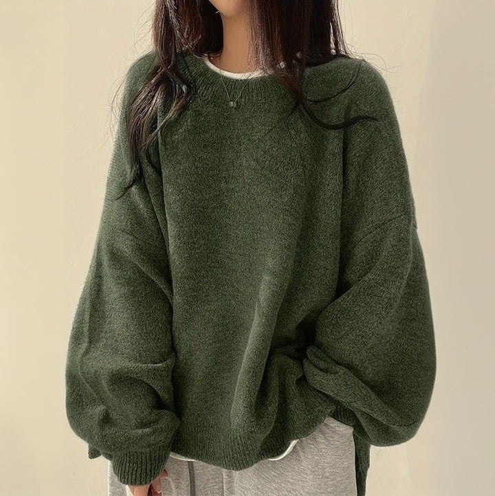 VISSONG Women’s Oversized Balloon-Sleeve Side-Slit Sweater