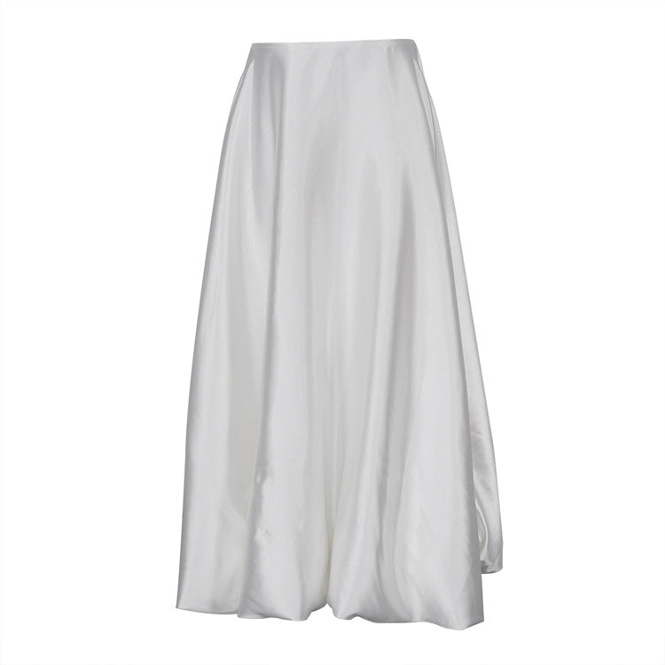 Flowing Satin A-Line Maxi Skirt