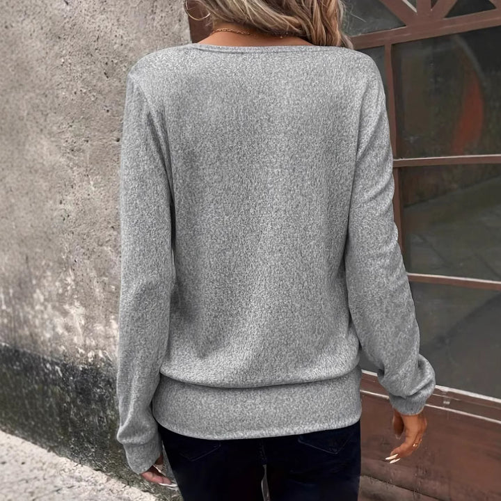Women’s Layered-Look Drape-Front Long-Sleeve Top