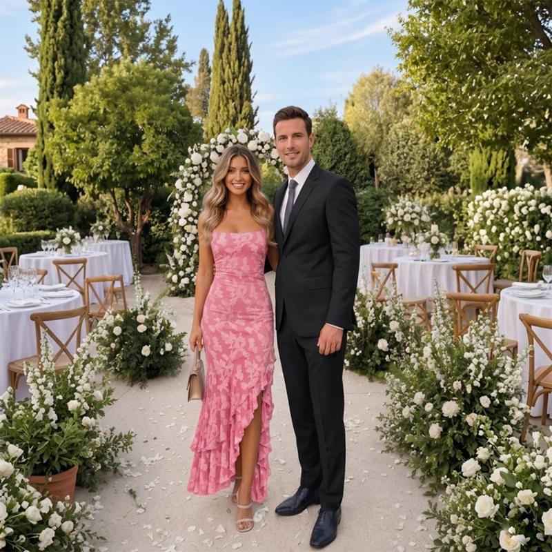 Romantic Lace Floral Mermaid Maxi Dress