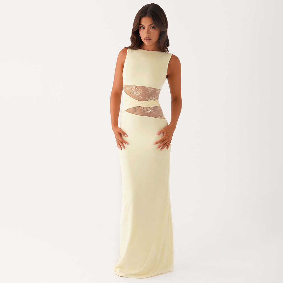 Elegant Lace Waist Maxi Dress