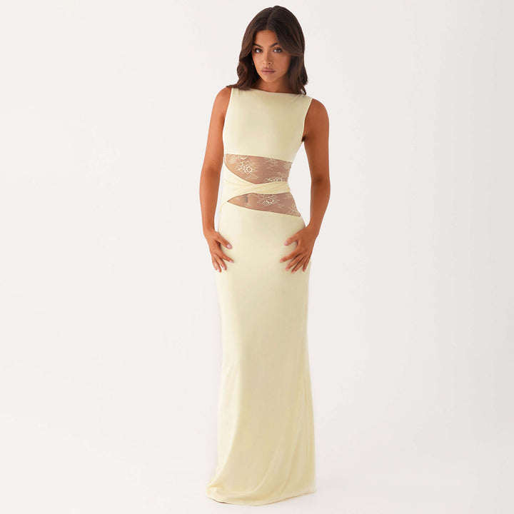 Elegant Lace Waist Maxi Dress