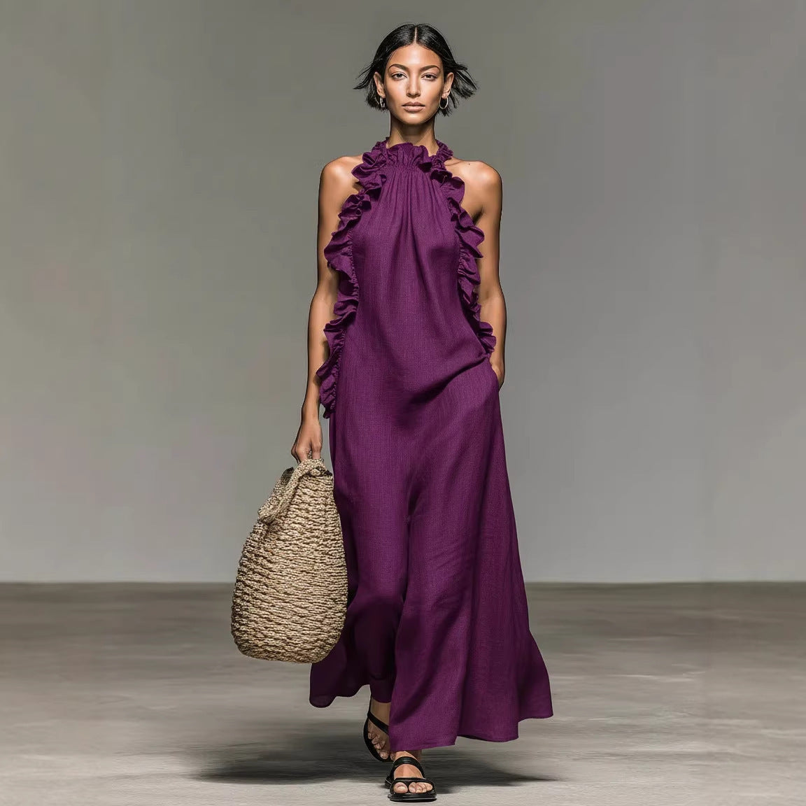 Women’s Sleeveless Ruffle Maxi Dress