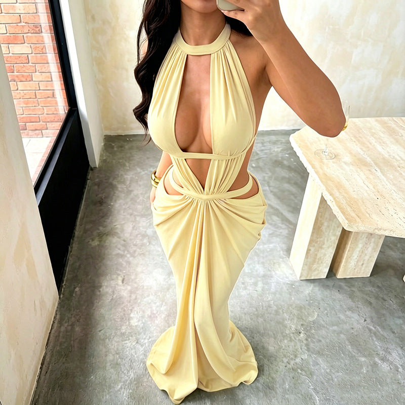 VISSONG Halter Cutout Maxi Dress