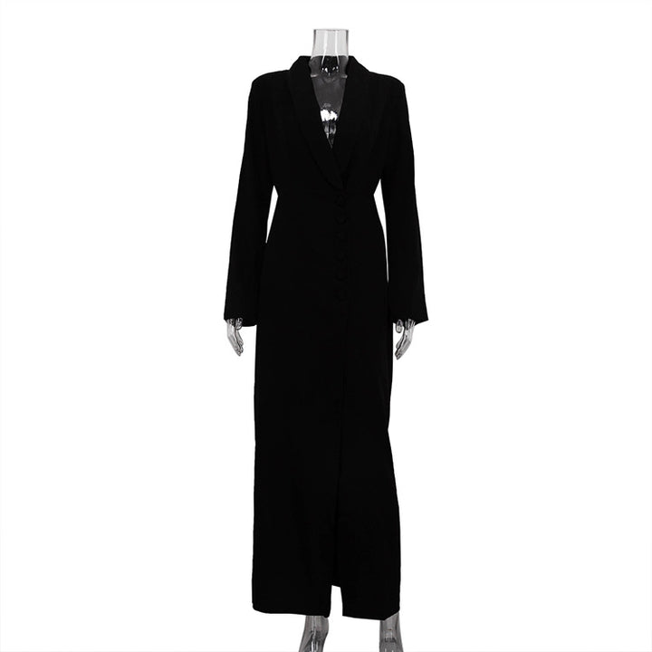 Asymmetric Button Blazer Maxi Dress