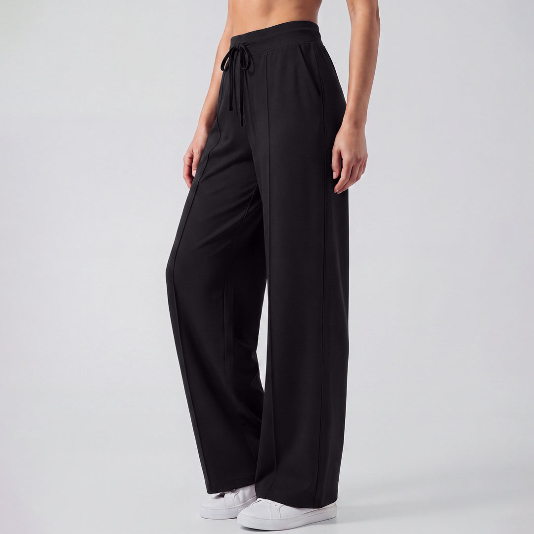 VISSONG Women’s Drawstring Front-Seam Wide-Leg Pants
