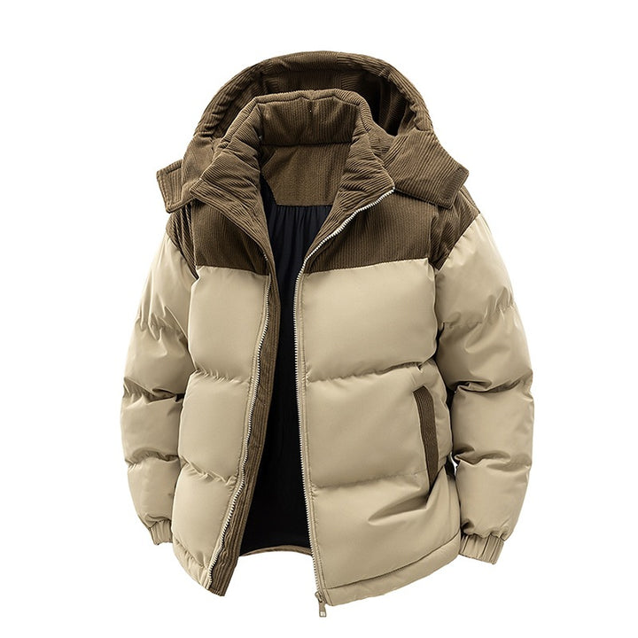 VISSONG Women’s Corduroy-Panel Hooded Puffer Jacket