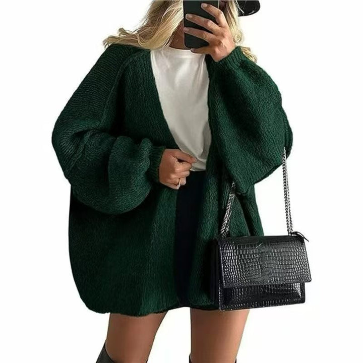 Women’s Oversized Balloon-Sleeve Open-Front Cardigan