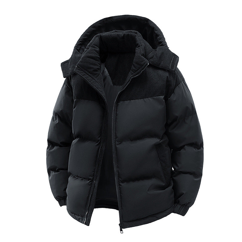 VISSONG Women’s Corduroy-Panel Hooded Puffer Jacket