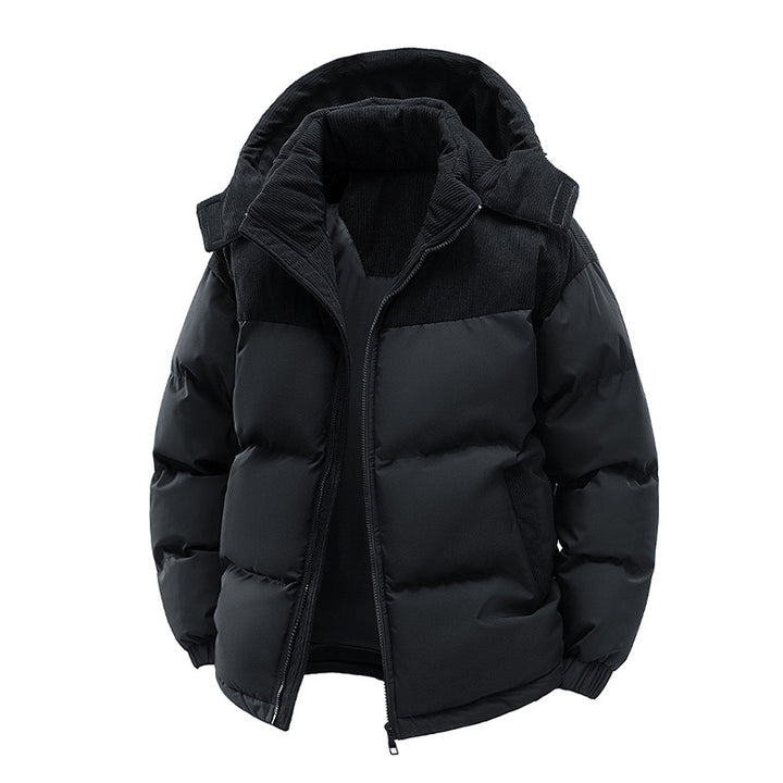 VISSONG Women’s Corduroy-Panel Hooded Puffer Jacket