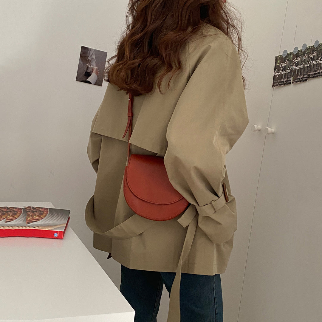 VISSONG Women’s Relaxed Double-Breasted Short Trench Jacket