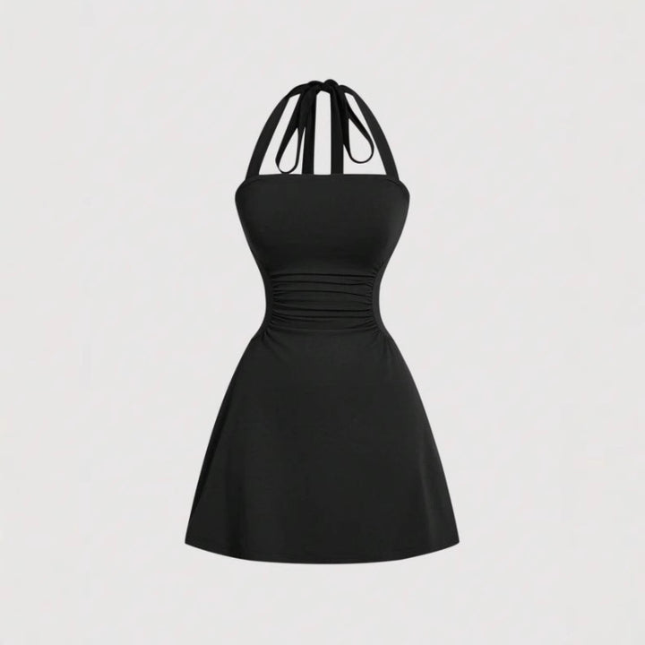 Ruched Halter Mini Dress