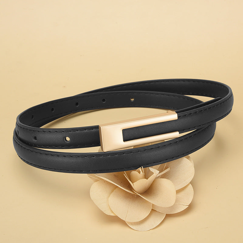 VISSONG Chic Matte Gold Buckle Waist Belt