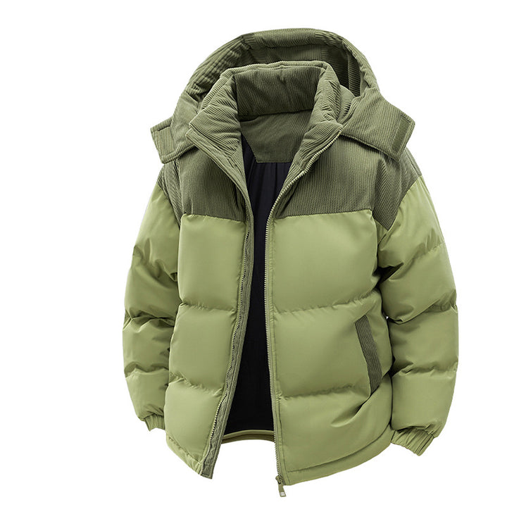 VISSONG Women’s Corduroy-Panel Hooded Puffer Jacket