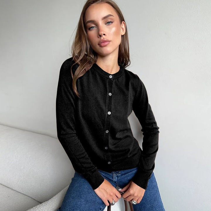 VISSONG Women’s Classic Crew-Neck Button Cardigan