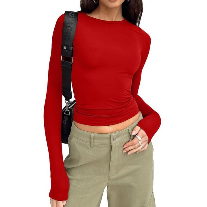 VISSONG Women’s Everyday Fitted Crewneck Long-Sleeve Top