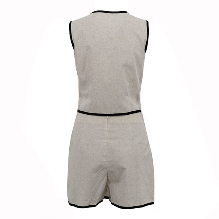 Contrast-Trim Vest and Skort Set