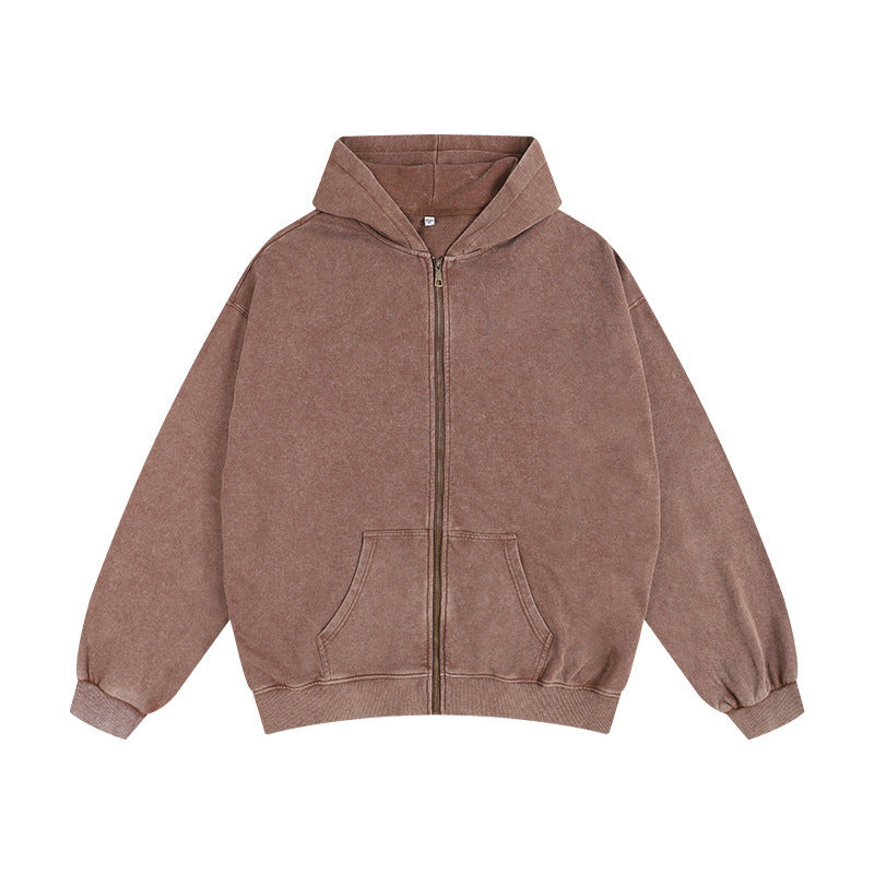 Vissong Vintage Washed Oversized Crewneck Sweatshirt and Hoodie Set