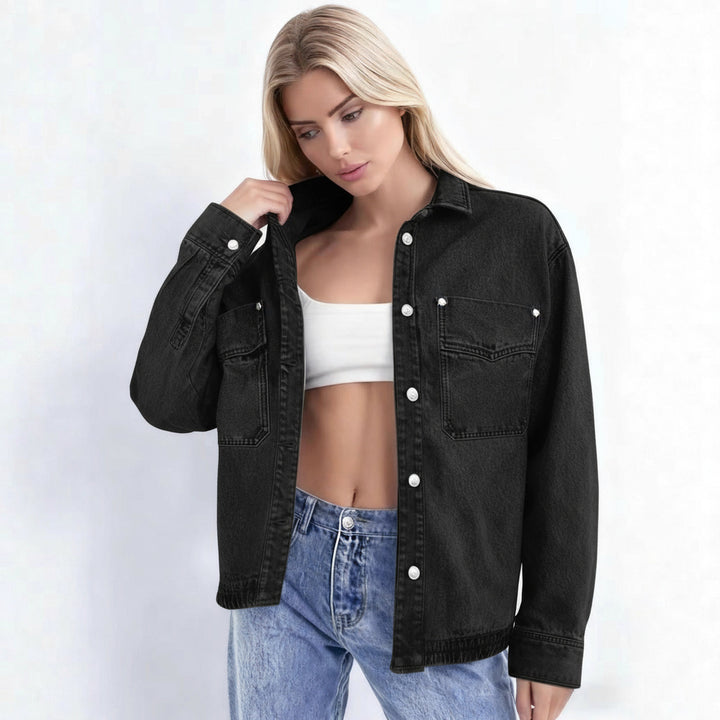VISSONG Women’s Relaxed Double-Pocket Denim Shirt