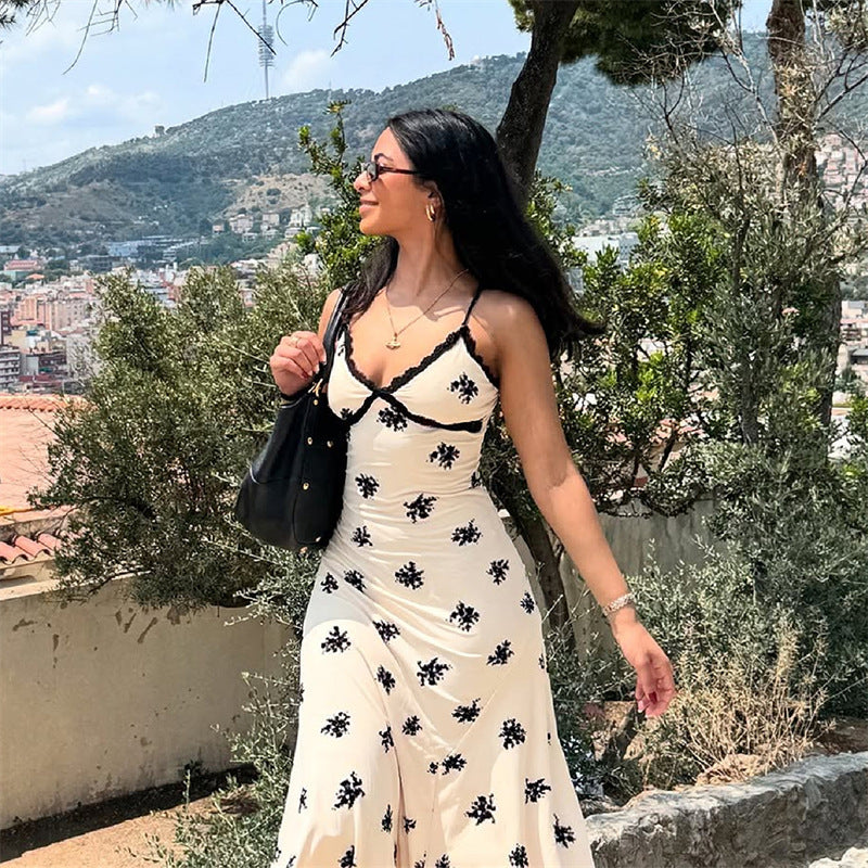 Lace-Trim Floral Slip Maxi Dress