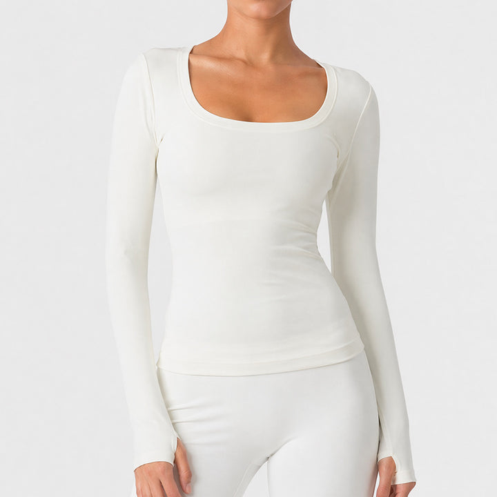 VISSONG Women’s Scoop-Neck Slim-Fit Long-Sleeve Top
