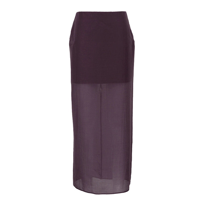 Sheer Overlay High-Waist Maxi Skirt