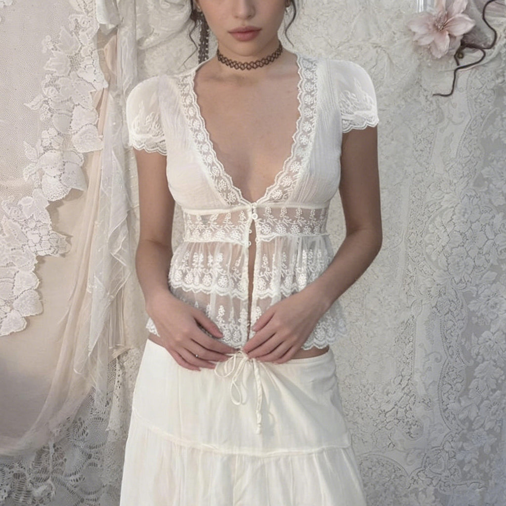 Romantic Lace Peplum Blouse