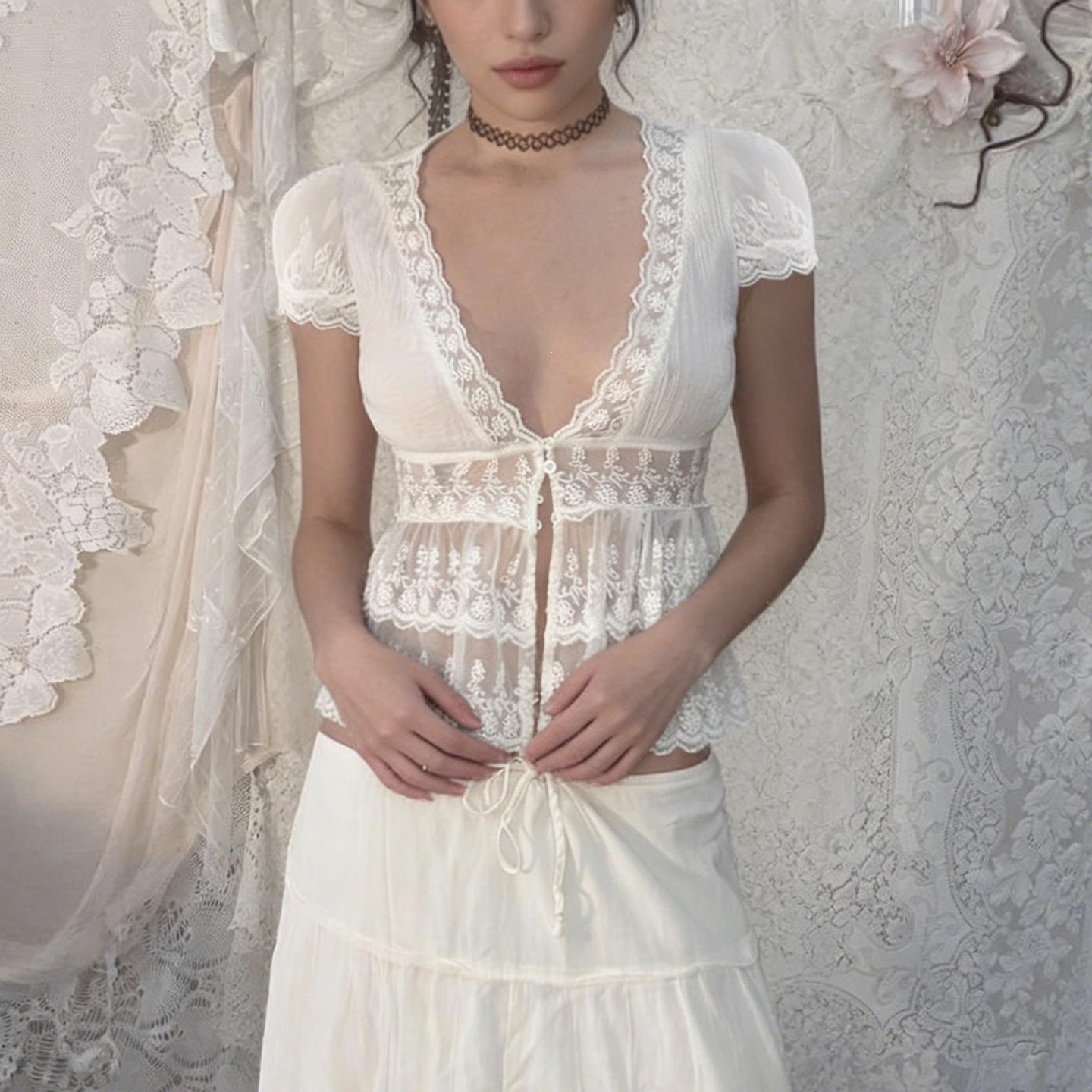 Romantic Lace Peplum Blouse