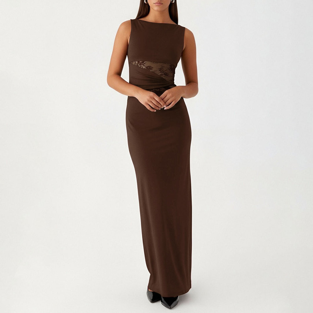 Elegant Lace Waist Maxi Dress