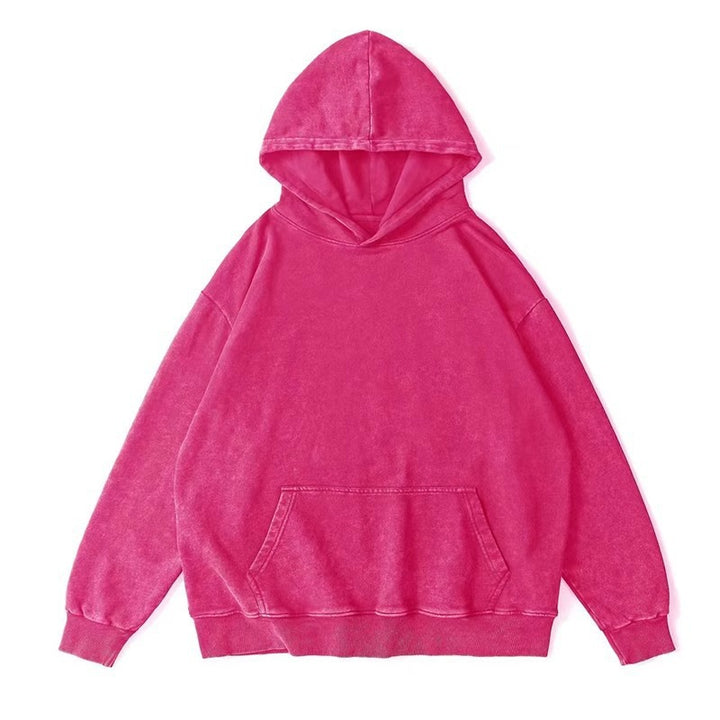 Vissong Vintage Washed Oversized Crewneck Sweatshirt and Hoodie Set